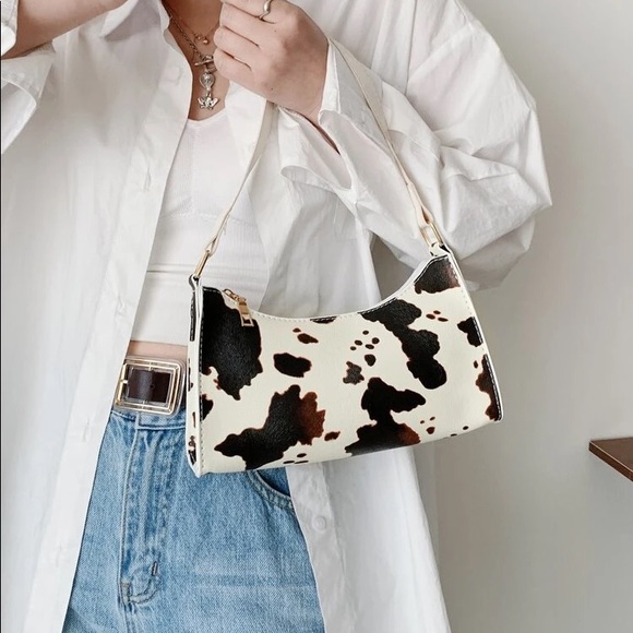 Cow Print Baguette Bag - Picture 4 of 8